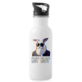 Hip Hop Hipster Rabbit Rabbit with Beard - Water bottle with straw - white - Right