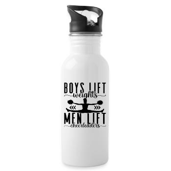 Boys Lift Weights Cheer Squad Dancer Cheerleader - Trinkflasche mit integriertem Trinkhalm - Weiß - Rechts