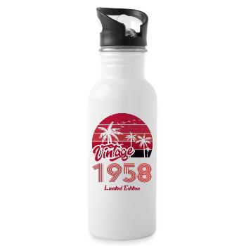 Vintage Year 1958 Limited Edition Red - Water bottle with straw - white - Right