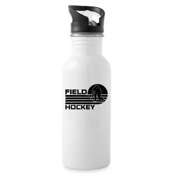 Field Hockey Retro Goalkeeper Lover Hockey Player - Water bottle with straw - white - Right