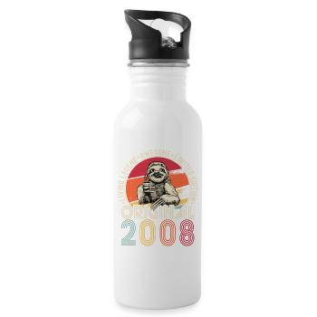 2008 Geburtstag Jahrgang Vintage Faultier Geschenk - Trinkflasche mit integriertem Trinkhalm - Weiß - Rechts