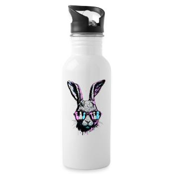 Groovy Rabbit avec lunettes de soleil cadeau de Pâques - Gourde avec paille intégrée - blanc - Droite