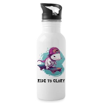 Ride to glory - Water bottle with straw - white - Right