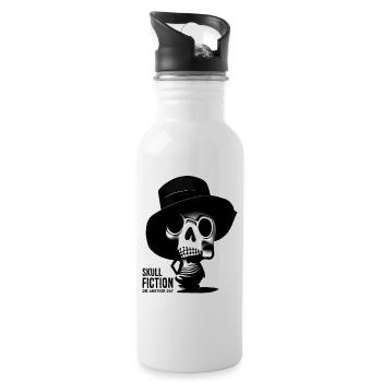 Skull Fiction Totenkopf Schädel - Trinkflasche mit integriertem Trinkhalm - Weiß - Rechts