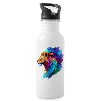 Colorful Lion - Water bottle with straw - white - Right