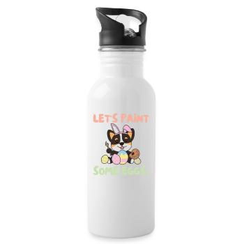 cute dogs for Easter Corgi - Water bottle with straw - white - Right