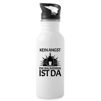 Bauherrin Richtfest Hausbau - Trinkflasche mit integriertem Trinkhalm - Weiß - Rechts