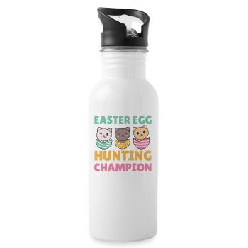 cute cats at Easter with Easter eggs cat - Water bottle with straw - white - Right