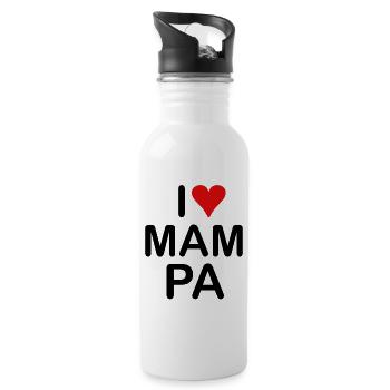I love MAMPA - Trinkflasche mit integriertem Trinkhalm - Weiß - Rechts