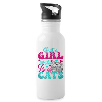 Ich liebe Katzen Katzenliebe Girl Who Loves Cats - Trinkflasche mit integriertem Trinkhalm - Weiß - Rechts