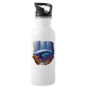 Surrealismus Kunst Wal im Wald - Trinkflasche mit integriertem Trinkhalm - Weiß - Rechts