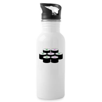 Sushi Motiv - Trinkflasche mit integriertem Trinkhalm - Weiß - Rechts