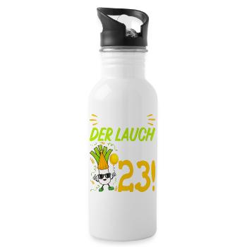 Hurra der Lauch wird 23 Geburtstag - Trinkflasche mit integriertem Trinkhalm - Weiß - Rechts