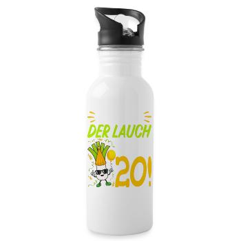Hurra der Lauch wird 20 Geburtstag - Trinkflasche mit integriertem Trinkhalm - Weiß - Rechts