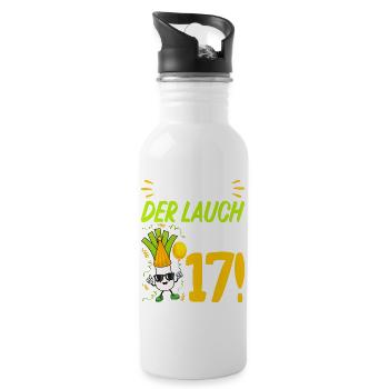 Hurra der Lauch wird 17 Geburtstag - Trinkflasche mit integriertem Trinkhalm - Weiß - Rechts