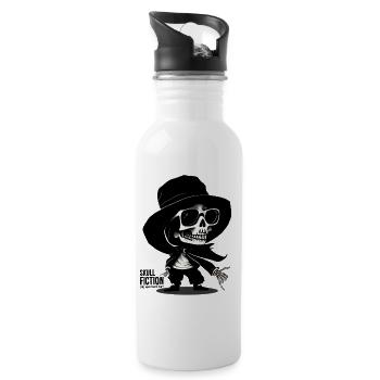 Totenkopf Skull Fiction Totenschädel - Trinkflasche mit integriertem Trinkhalm - Weiß - Rechts