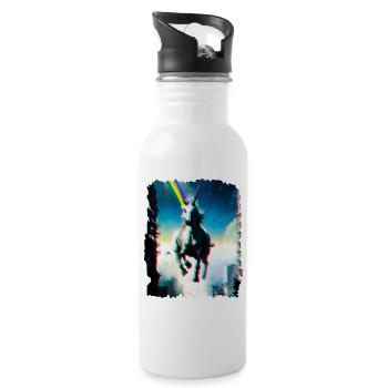 Licorne Fantaisie Arc-en-ciel Art - Gourde avec paille intégrée - blanc - Droite