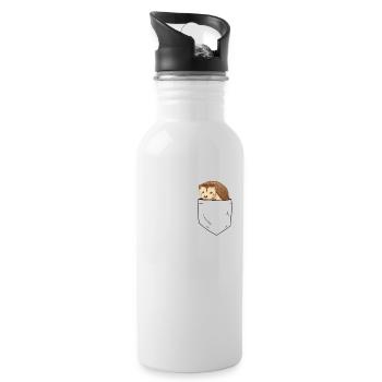 Hedgehog in breast pocket - Water bottle with straw - white - Right
