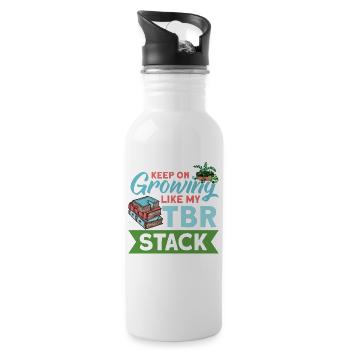 Book lover design with books for literature - Water bottle with straw - white - Right