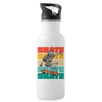 Skateboarding Coole Skateboarder Skelett Bunt - Trinkflasche mit integriertem Trinkhalm - Weiß - Rechts