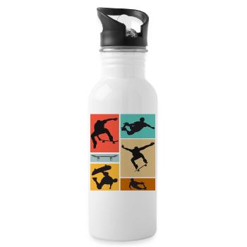 Skateboarding Coole Skateboarder Collage Bunt - Trinkflasche mit integriertem Trinkhalm - Weiß - Rechts