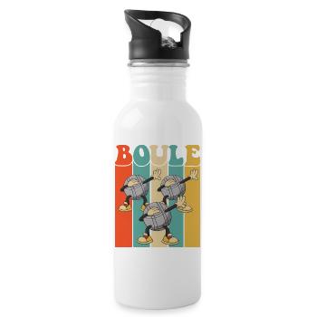 Boule Kugeln für Bouler Boccia Spiel Botcha Boule - Trinkflasche mit integriertem Trinkhalm - Weiß - Rechts