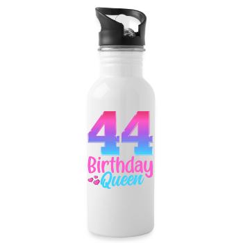Birthday Queen 44 Geburtstag - Water bottle with straw - white - Right
