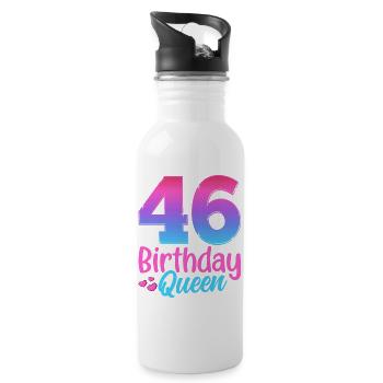 Birthday Queen 46 Geburtstag - Water bottle with straw - white - Right