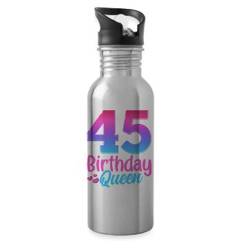 Birthday Queen 45 Geburtstag - Water bottle with straw - silver - Right