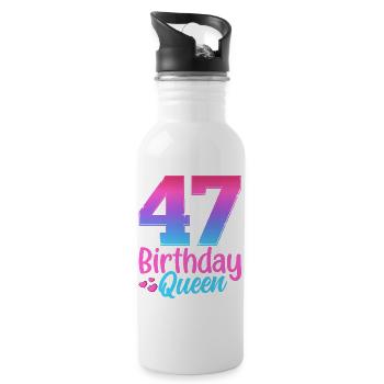 Birthday Queen 47 Geburtstag - Water bottle with straw - white - Right