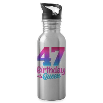 Birthday Queen 47 Geburtstag - Water bottle with straw - silver - Right