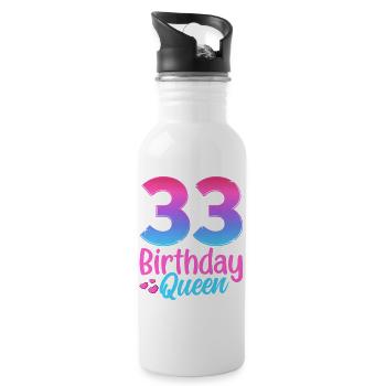 Anniversaire Queen 33 Geburtstag - Gourde avec paille intégrée - blanc - Droite