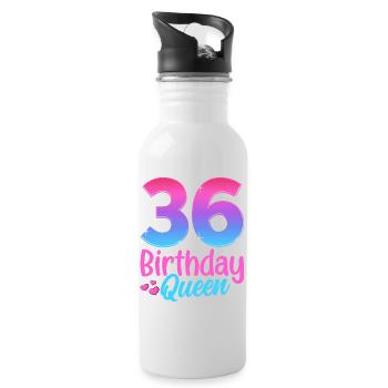 Birthday Queen 36 Geburtstag - Water bottle with straw - white - Right