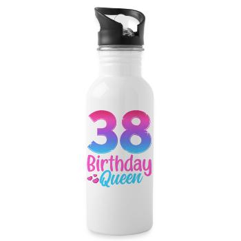 Birthday Queen 38 Geburtstag - Water bottle with straw - white - Right