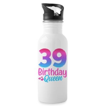 Anniversaire Queen 39 Geburtstag - Gourde avec paille intégrée - blanc - Droite