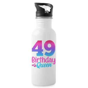 Birthday Queen 49 Geburtstag - Water bottle with straw - white - Right