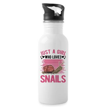 Schnecken Mädchen Snail Girl - Trinkflasche mit integriertem Trinkhalm - Weiß - Rechts