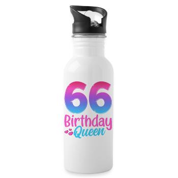 Birthday Queen 66 Geburtstag - Water bottle with straw - white - Right