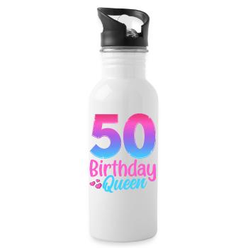Anniversaire Queen 50 Geburtstag - Gourde avec paille intégrée - blanc - Droite