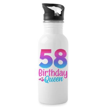 Birthday Queen 58 Geburtstag - Water bottle with straw - white - Right