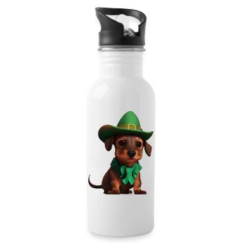 Dachshund Dog St Patricks Day Dogs Dog Owner - Water bottle with straw - white - Right