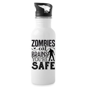 Zombies eat Brains you´re Safe - Trinkflasche mit integriertem Trinkhalm - Weiß - Rechts