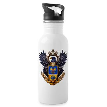 Adler mit Wappen - Trinkflasche mit integriertem Trinkhalm - Weiß - Rechts