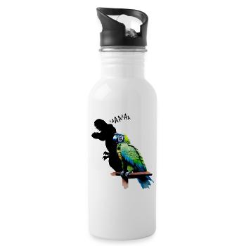 Funny T-Rex Parrot Yellow Blue Macaw Macaw - Water bottle with straw - white - Right