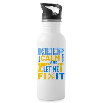 Bleib ruhig und lass es mich selbst reparieren - Trinkflasche mit integriertem Trinkhalm - Weiß - Rechts