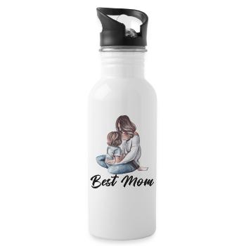 Best Mom - Trinkflasche mit integriertem Trinkhalm - Weiß - Rechts