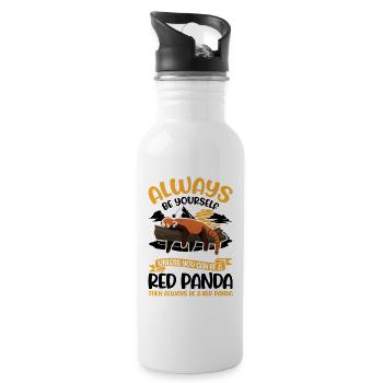 Roter Panda Geschenk Red Panda - Trinkflasche mit integriertem Trinkhalm - Weiß - Rechts
