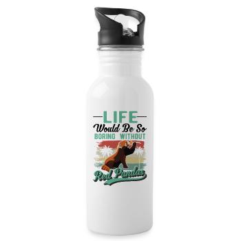 Red Panda Gift Cat Bear Red Panda - Water bottle with straw - white - Right