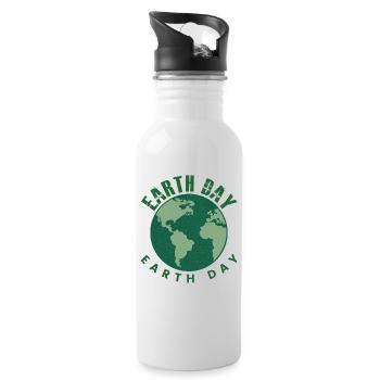 Earth Day Everyday Retro Environment - Water bottle with straw - white - Right