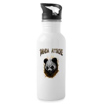 Dark Panda Attacker Design - Water bottle with straw - white - Right